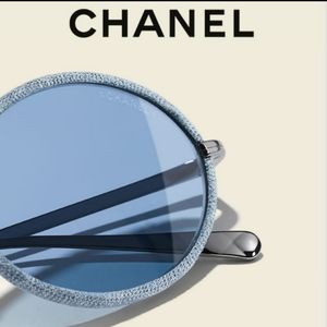 💙Authentic CHANEL Denim Oval Sunglasses with Denim Case and Box! Never Worn!💙